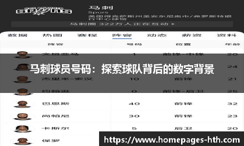 马刺球员号码：探索球队背后的数字背景